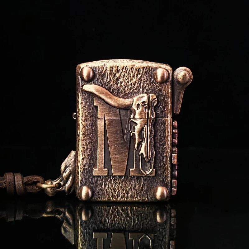 Custom Bull Skull Brass Lighter
