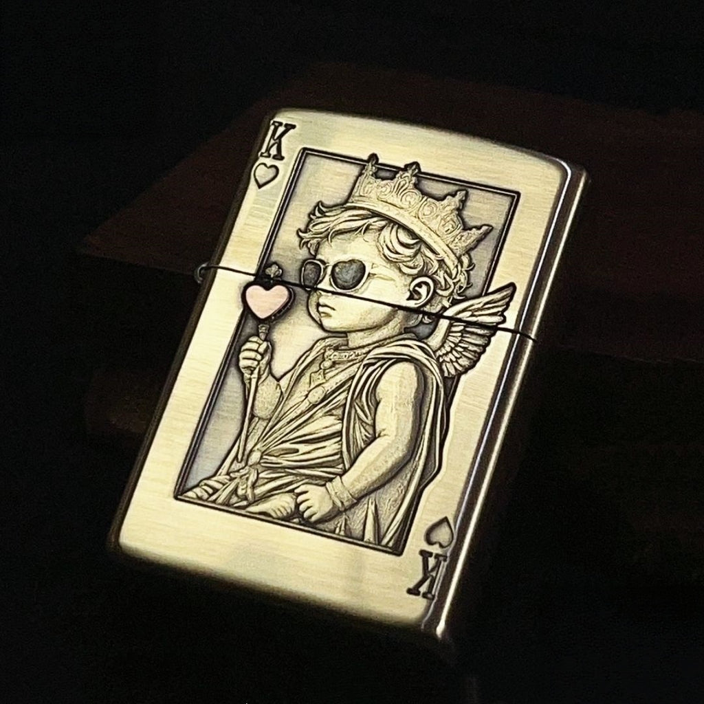 King of Hearts Cherub Brass Lighter
