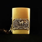 Elk Hunt Brass Lighter - Windproof Refillable Pocket Lighter for Men