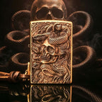 Custom Serpent Skull Brass Lighter