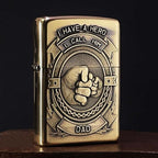 Father's Love Brass Lighter - Windproof Refillable Pocket Lighter for Men