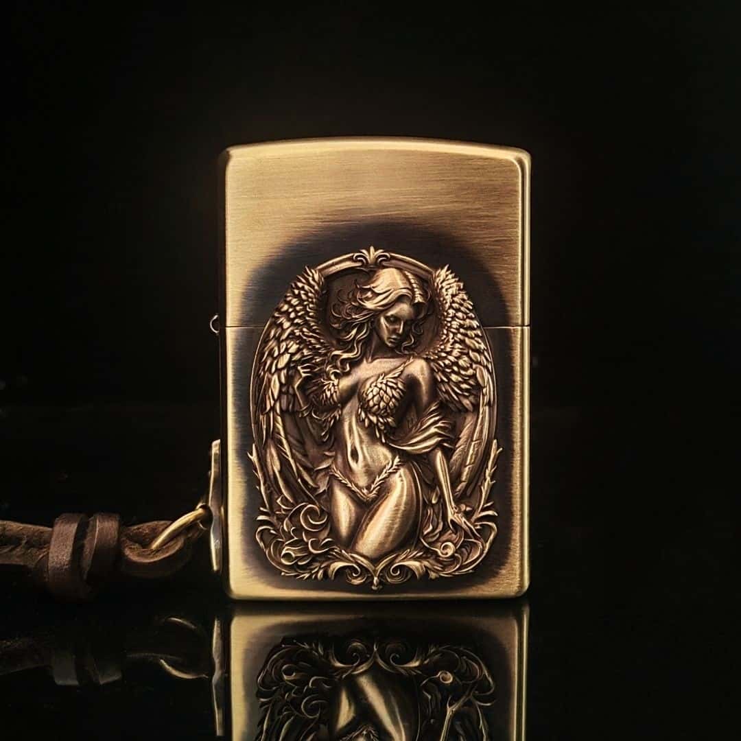 Custom Winged Goddess Brass Lighter