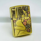 Classical Beauty Brass Lighter - Windproof Refillable Pocket Lighter for Men