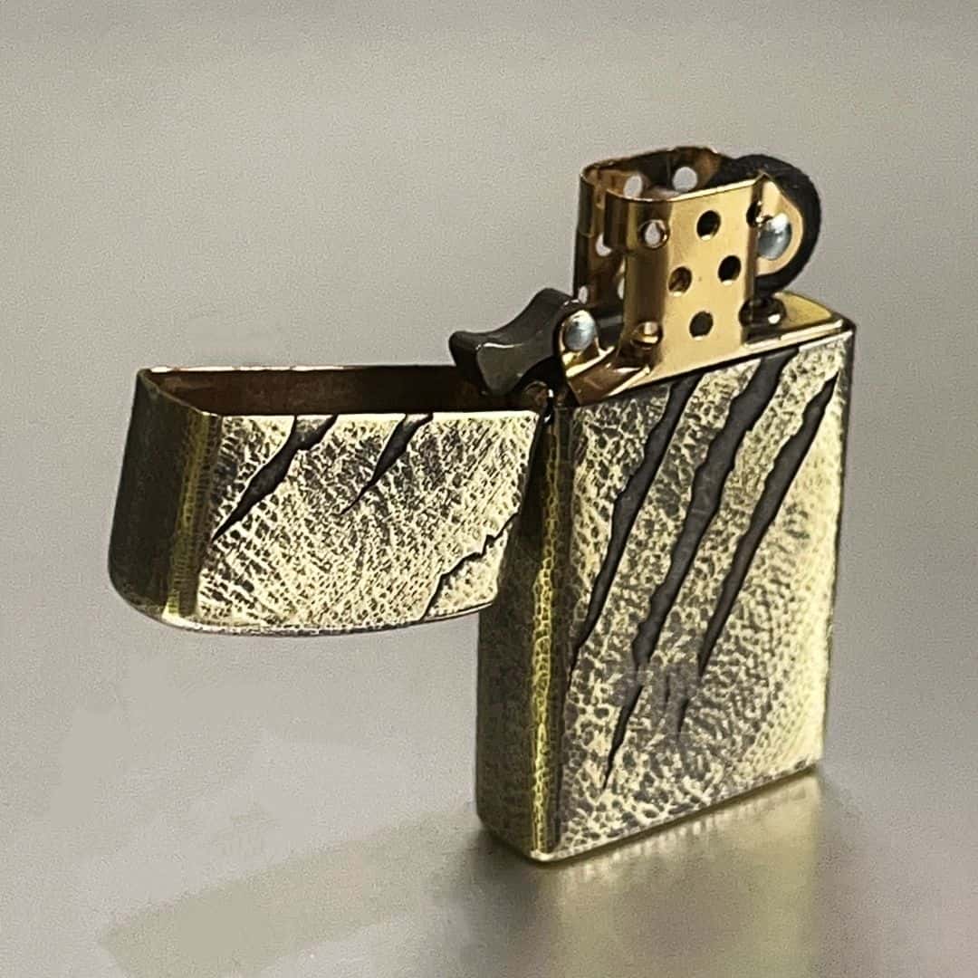 Claw Mark Slim Brass Lighter - Windproof Refillable Pocket Lighter for Men
