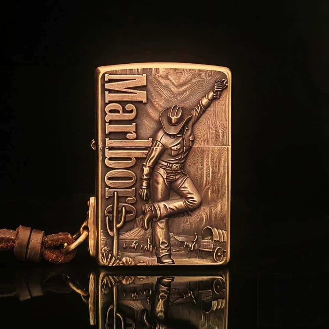 Custom Western Cowboy Brass Lighter