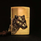 Fierce Tiger Brass Lighter - Windproof Refillable Pocket Lighter for Men