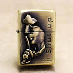 Shut Up Script Brass Lighter - Windproof Refillable Pocket Lighter for Men