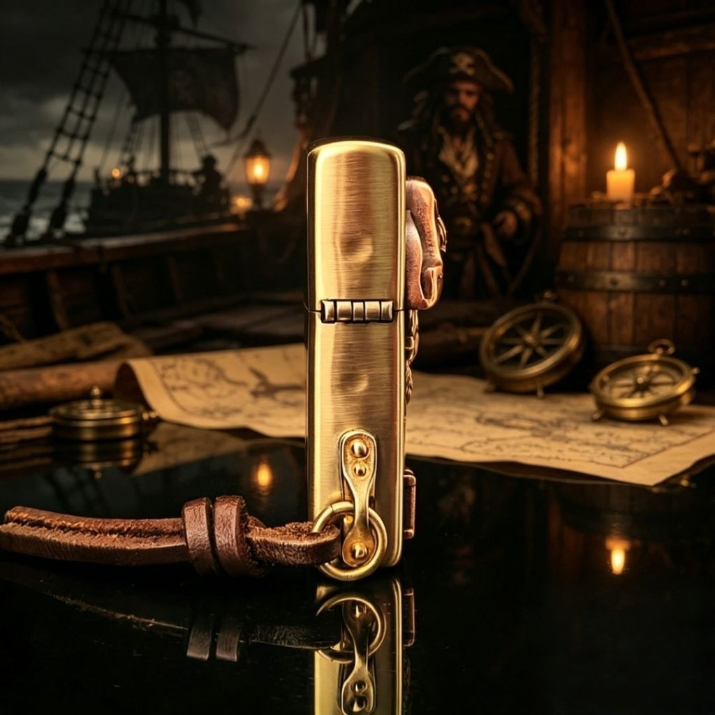 Vintage Pirate Skull Brass EDC Lighter