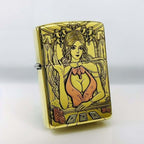 Poker Dealer Brass Lighter - Windproof Refillable Pocket Lighter for Men
