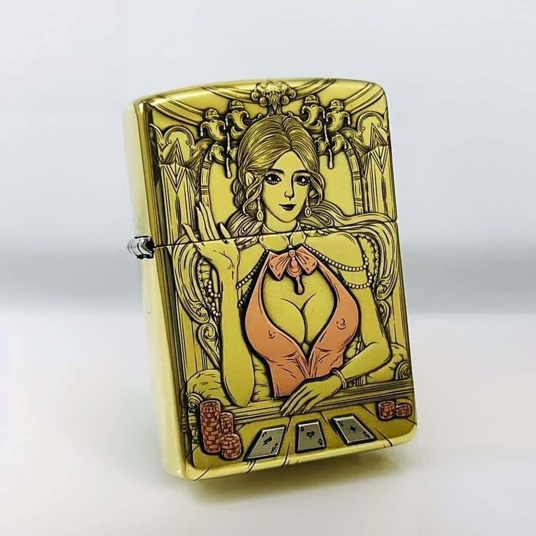 Poker Dealer Brass Lighter - Windproof Refillable Pocket Lighter for Men