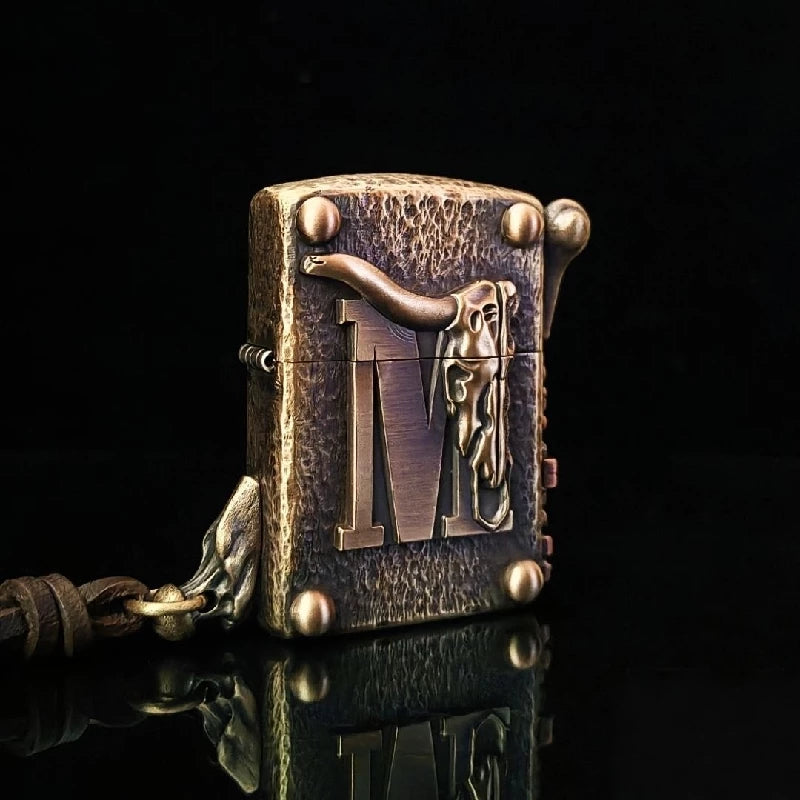 Custom Bull Skull Brass Lighter