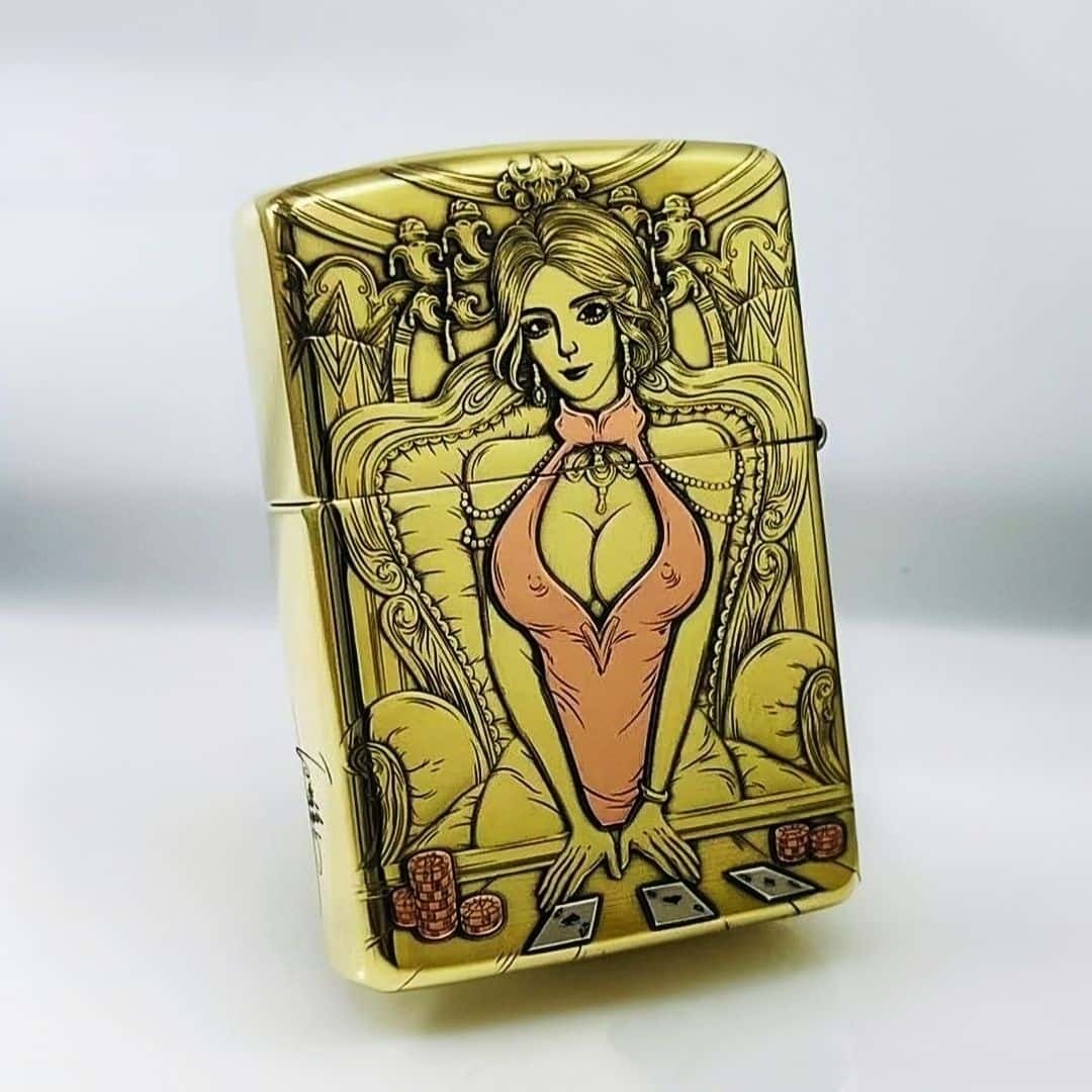 Poker Dealer Brass Lighter - Windproof Refillable Pocket Lighter for Men