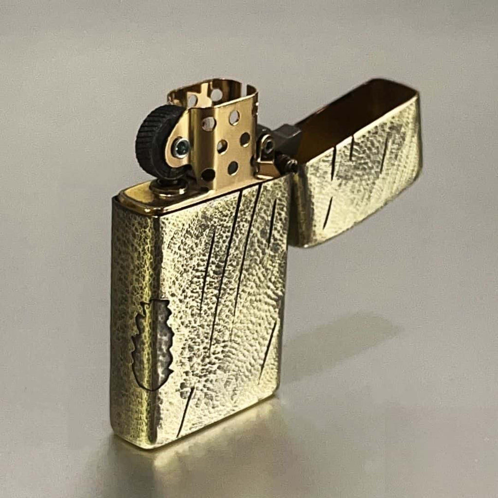 Claw Mark Slim Brass Lighter - Windproof Refillable Pocket Lighter for Men