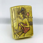 Classical Beauty Brass Lighter - Windproof Refillable Pocket Lighter for Men