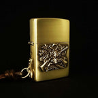 Wild Boar Hunt Brass Lighter - Windproof Refillable Pocket Lighter for Men