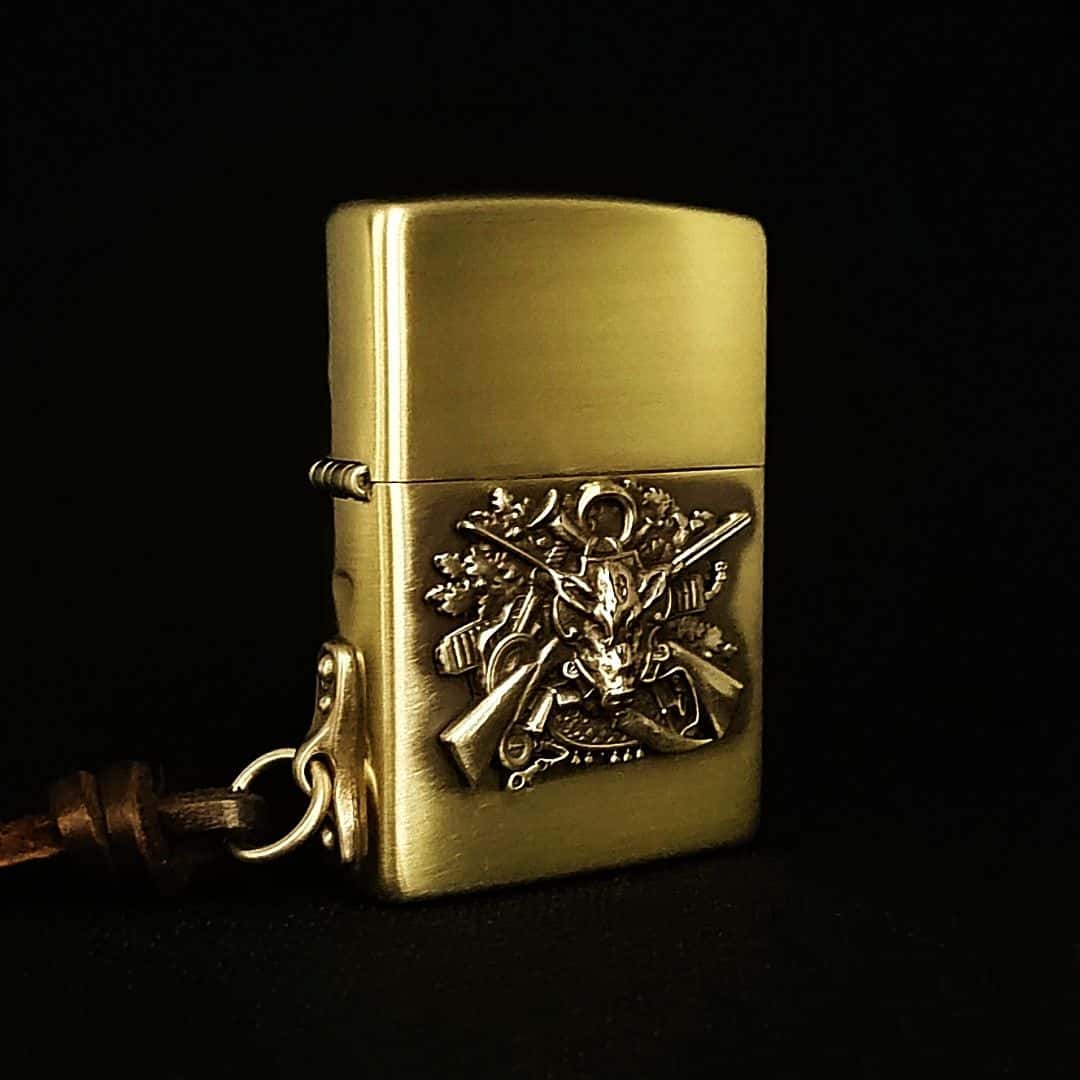 Wild Boar Hunt Brass Lighter - Windproof Refillable Pocket Lighter for Men