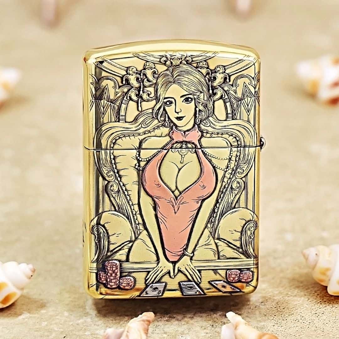 Poker Dealer Brass Lighter - Windproof Refillable Pocket Lighter for Men