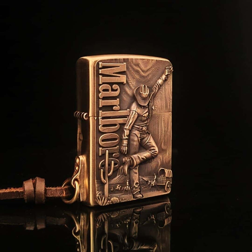 Custom Western Cowboy Brass Lighter