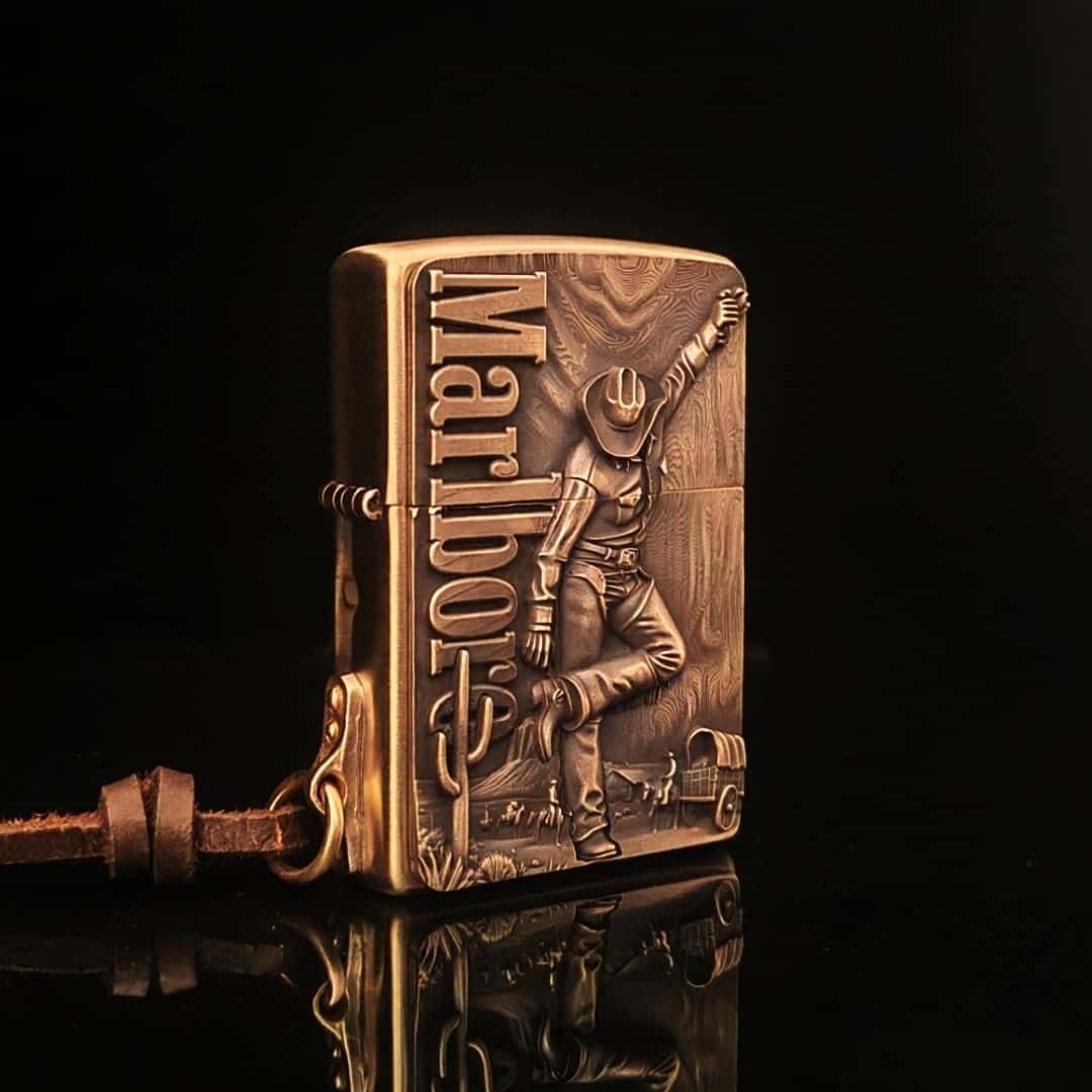 Custom Western Cowboy Brass Lighter