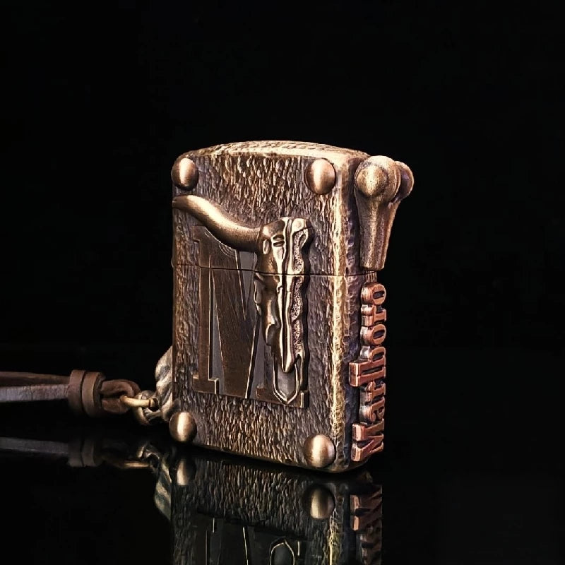 Custom Bull Skull Brass Lighter