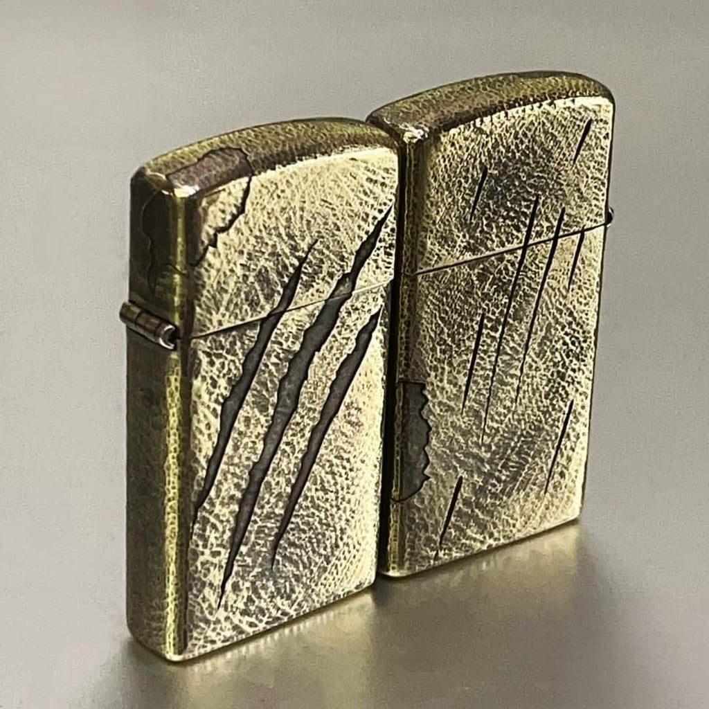 Claw Mark Slim Brass Lighter - Windproof Refillable Pocket Lighter for Men