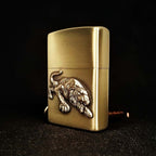 Descending Tiger Brass Lighter - Windproof Refillable Pocket Lighter for Men