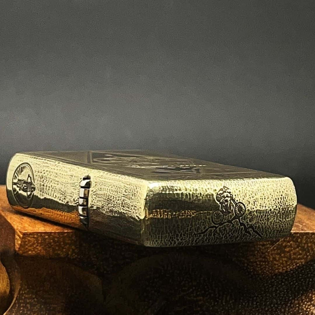 Cycling Brass Lighter - Windproof Refillable Pocket Lighter for Men