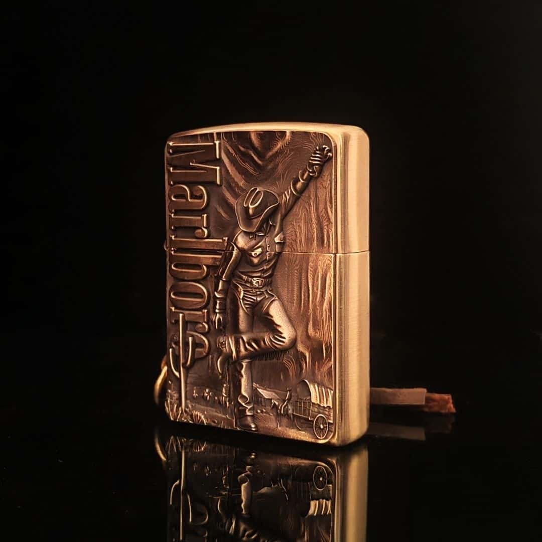 Custom Western Cowboy Brass Lighter