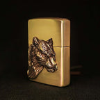Fierce Tiger Brass Lighter - Windproof Refillable Pocket Lighter for Men