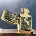 Romantic Unicorn Brass Lighter - Windproof Refillable Pocket Lighter for Men