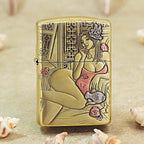 Classical Beauty Brass Lighter - Windproof Refillable Pocket Lighter for Men
