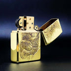 Sleeping Cat Brass Lighter - Windproof Refillable Pocket Lighter for Men