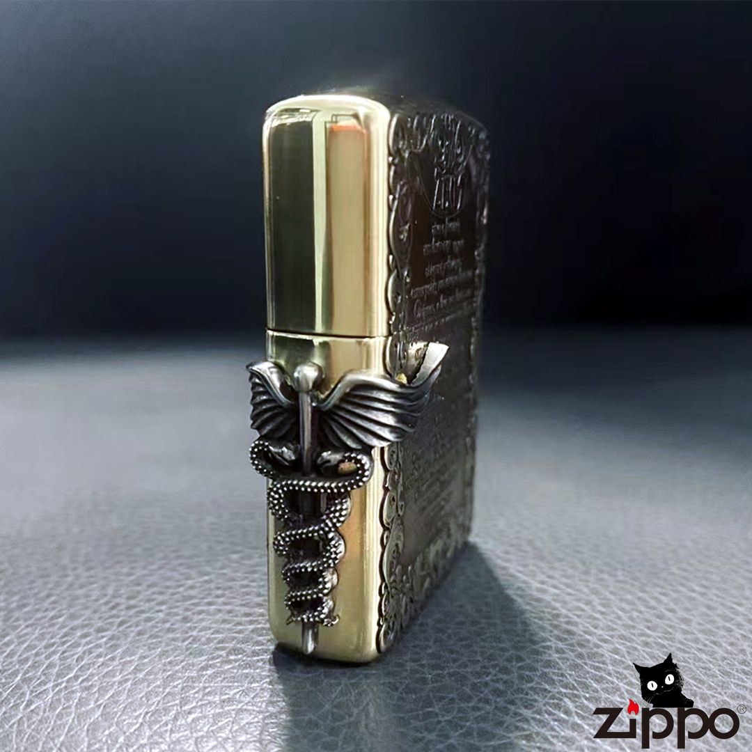 Zeus Brass Lighter - Windproof Refillable Pocket Lighter for Men