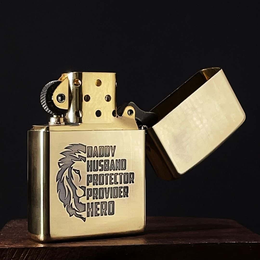 Father's Love Brass Lighter - Windproof Refillable Pocket Lighter for Men