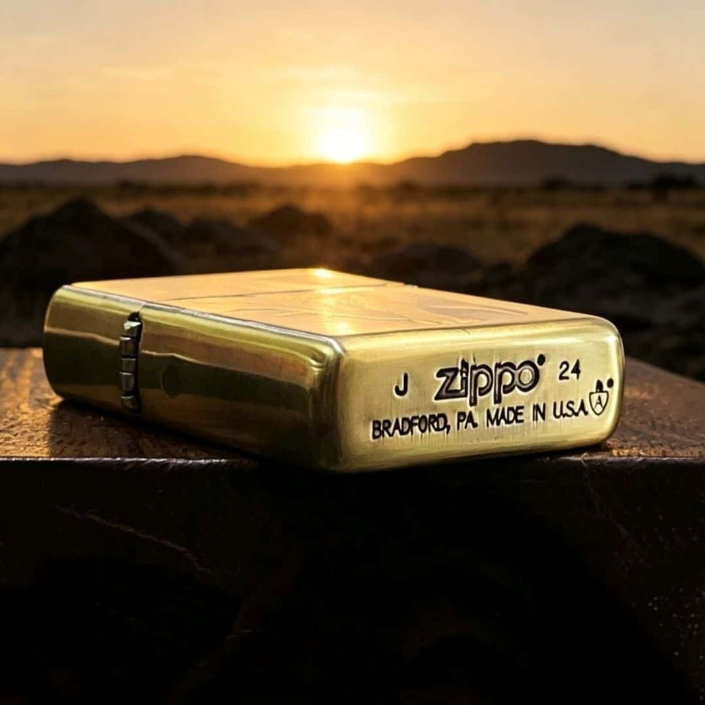 Lucky Lion Brass Lighter - Windproof Refillable Pocket Lighter for Men