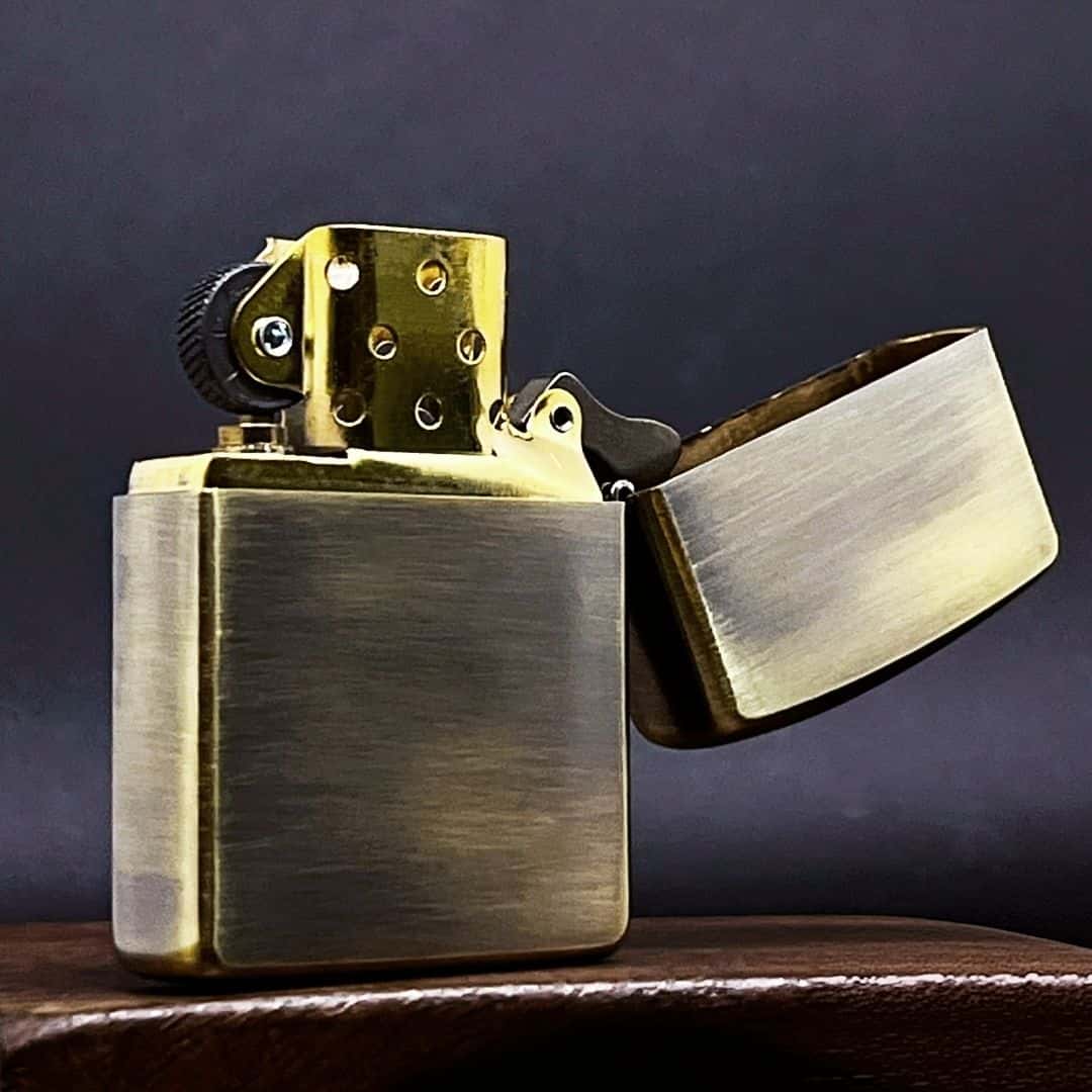 Tang Lion Brass Lighter - Windproof Refillable Pocket Lighter for Men