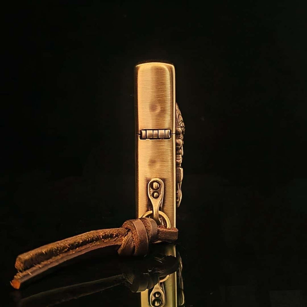 Custom Native Warrior Brass Lighter