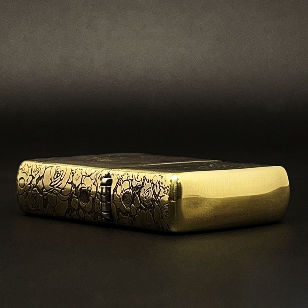 Eternal Love Script Brass Lighter - Windproof Refillable Pocket Lighter for Men