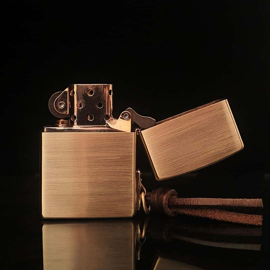 Forest King Lion Brass Lighter - Windproof Refillable Pocket Lighter for Men