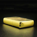 Sleeping Cat Brass Lighter - Windproof Refillable Pocket Lighter for Men