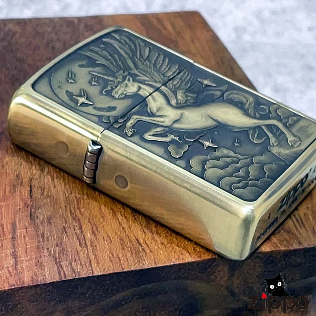 Romantic Unicorn Brass Lighter - Windproof Refillable Pocket Lighter for Men