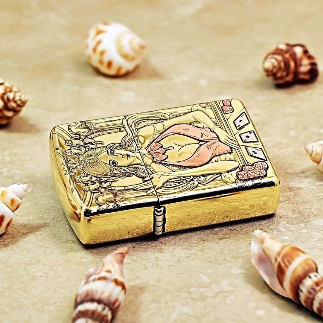 Poker Dealer Brass Lighter - Windproof Refillable Pocket Lighter for Men