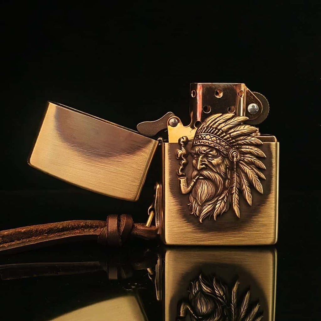 Custom Native Warrior Brass Lighter
