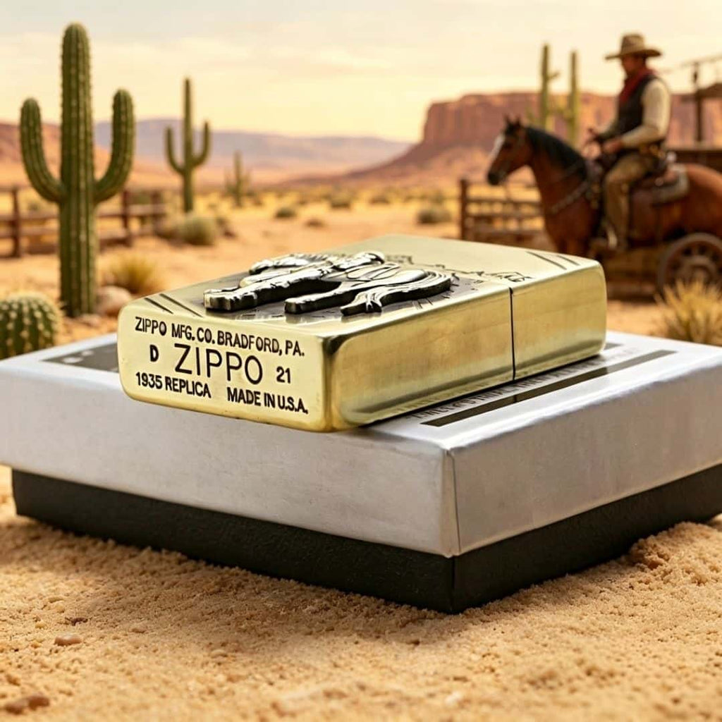Custom Western Cowboy Brass Lighter