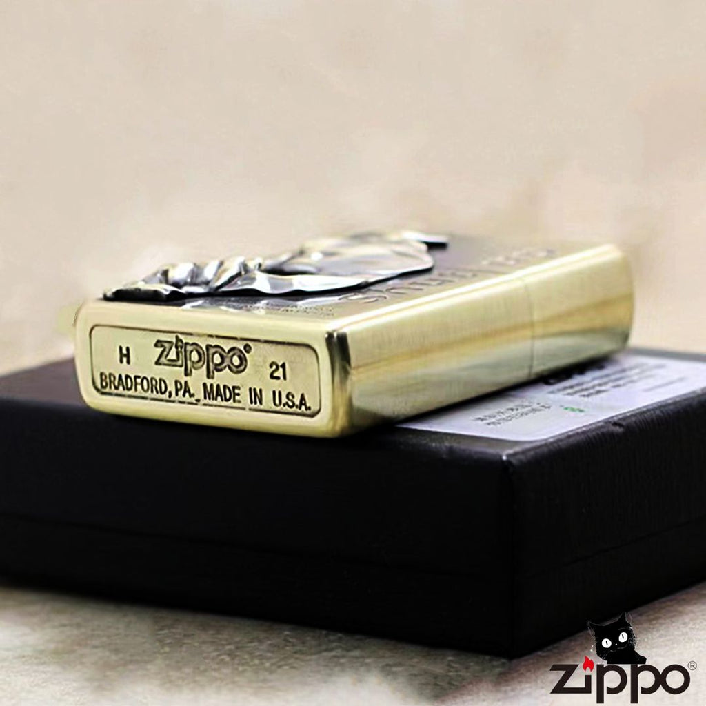 Prudence Script Brass Lighter - Windproof Refillable Pocket Lighter for Men
