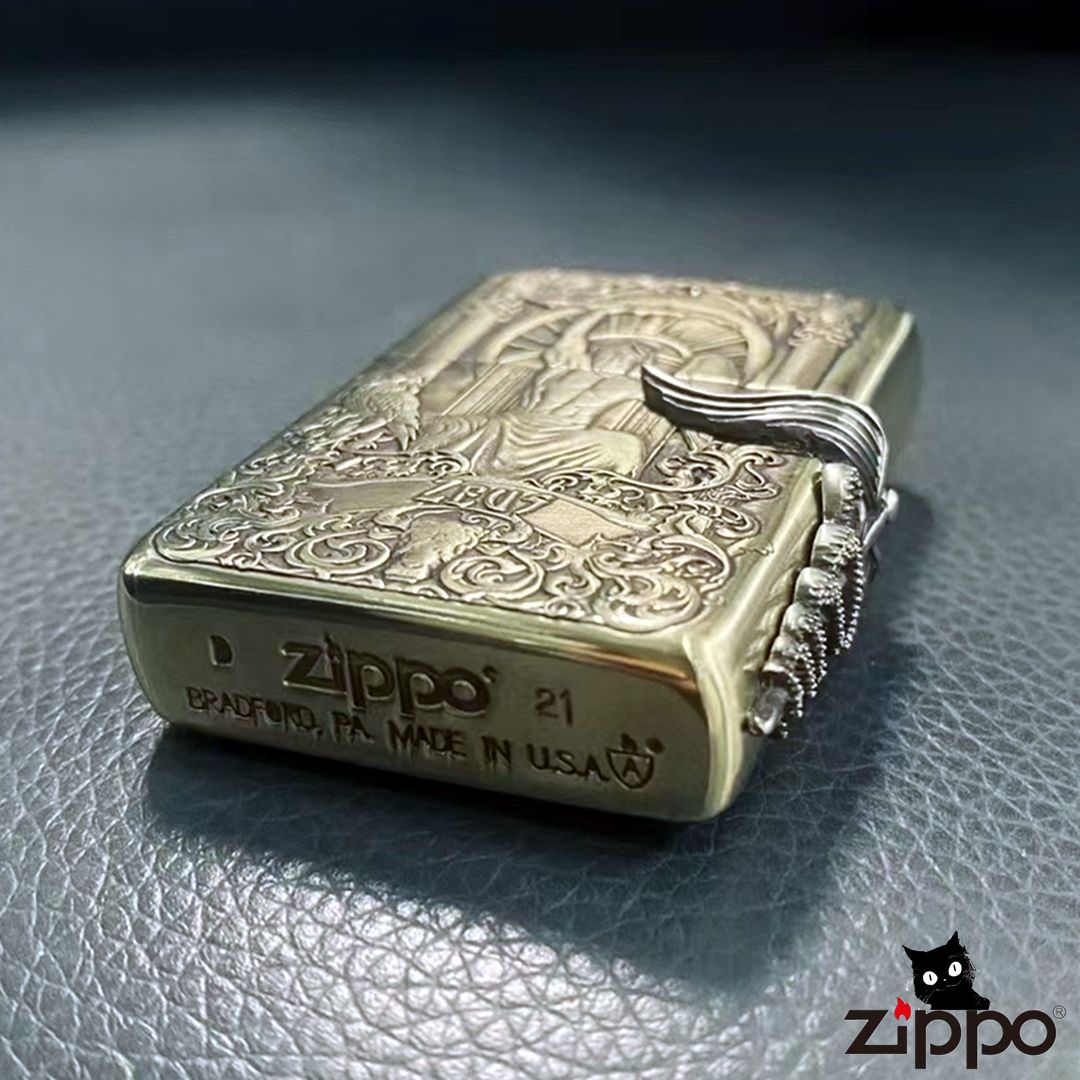 Zeus Brass Lighter - Windproof Refillable Pocket Lighter for Men