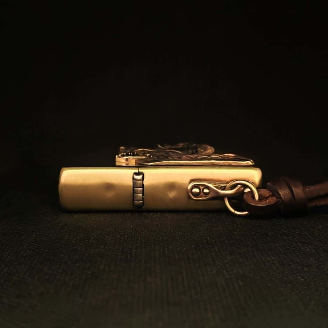 Fierce Tiger Brass Lighter - Windproof Refillable Pocket Lighter for Men
