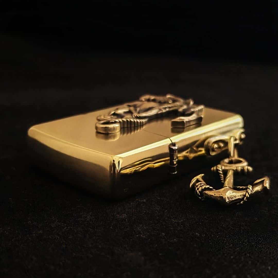 Mermaid Beauty Brass Lighter - Windproof Refillable Pocket Lighter for Men