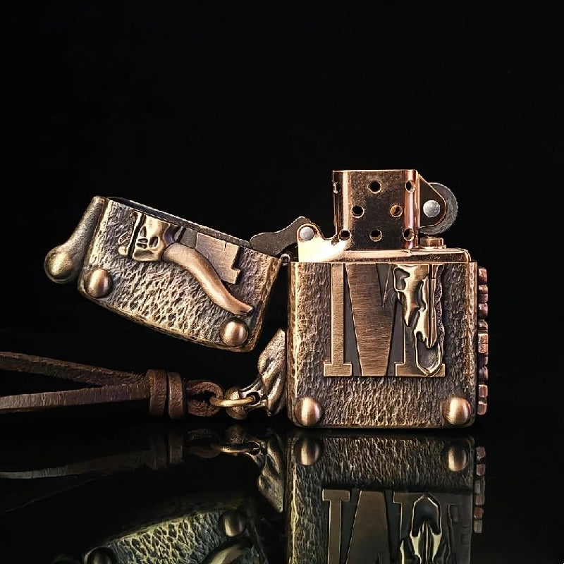 Custom Bull Skull Brass Lighter
