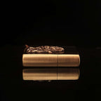 Forest King Lion Brass Lighter - Windproof Refillable Pocket Lighter for Men